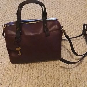 Fossil Ratchel Satchel Crossbody Bag in color "Cabernet"